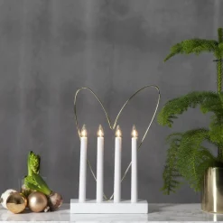 GLOSSY HEART Ljusstake 37cm Vit