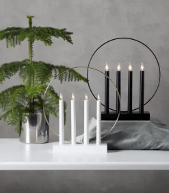 GLOSSY Träljusstake 32cm Vit