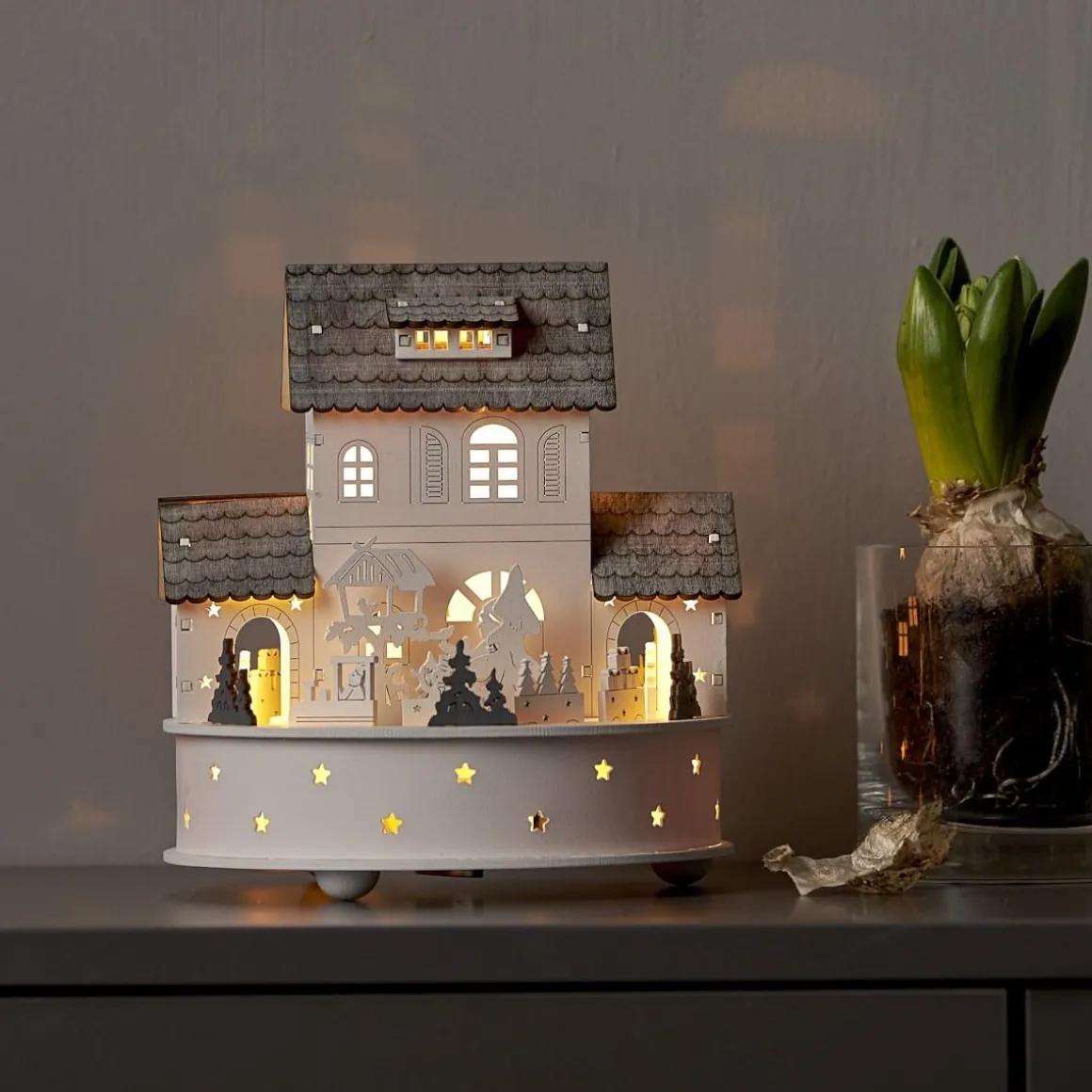 GRAUBERG Bordsdekoration Batteri 19cm Grå