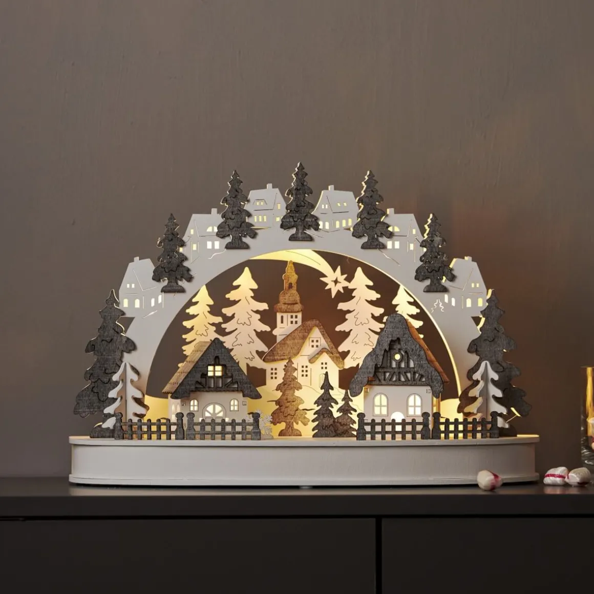 GRAUBERG Ljusstake Batteri 10L 42cm Grå