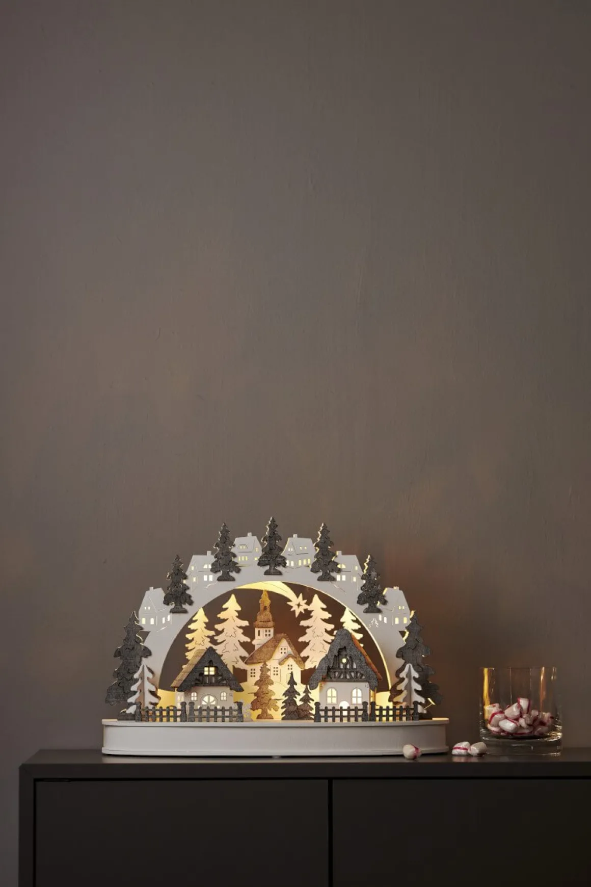 GRAUBERG Ljusstake Batteri 10L 42cm Grå