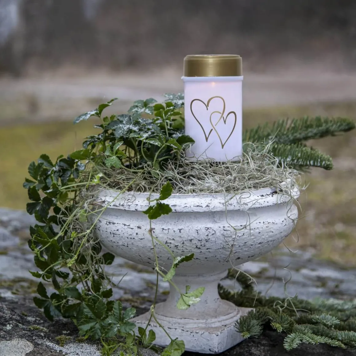 HEARTY Solcellsljus 12cm Vit