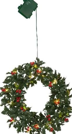 HOLLY Krans Batteri 30cm 20LED Grön IP44