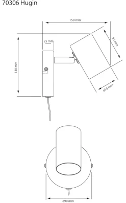 Hugin Väggspot 14,5cm Borstad Stål