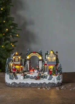 ICEVILLE Panorama Juldekorationsby Batteri 32cm