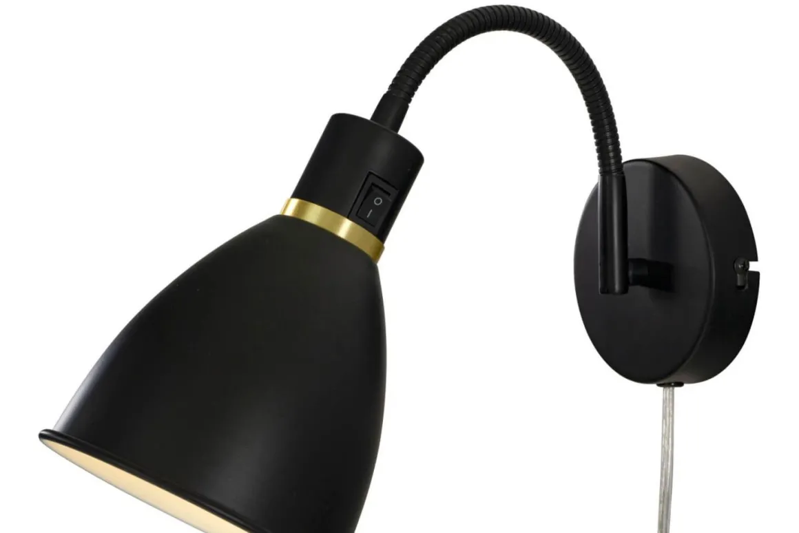 IDRE Vägglampa 30cm Svart/Matt Mässing