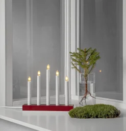 INEZ Ljusstake 24cm Vit/Röd