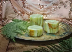 JADE Silkesmatt Bordsljus Äkta Ädelsten 8x8cm Grön