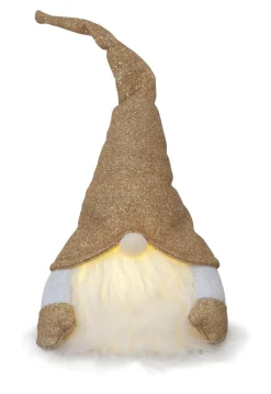 JOYLIGHT Batterifigur Dekorationstomte 28cm Guld