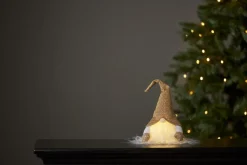 JOYLIGHT Batterifigur Dekorationstomte 28cm Guld