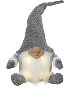 JOYLIGHT Batterifigur Dekorationstomte 34cm Grå