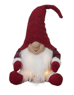 JOYLIGHT Batterifigur Dekorationstomte 34cm Röd