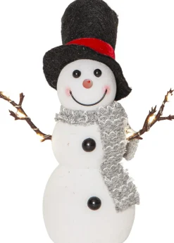 JOYLIGHT Dekorationsfigur Snögubbe Batteri 21cm Vit