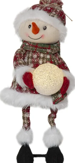 JOYLIGHT Dekorationsfigur Snögubbe Batteri 40cm Flerfärgad