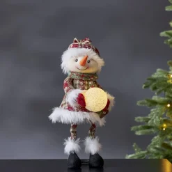 JOYLIGHT Dekorationsfigur Snögubbe Batteri 40cm Flerfärgad