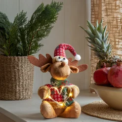 JOYLIGHT Dekorationsfigur Älg Batteri 21cm Brun