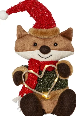 JOYLIGHT Dekorationsfigur Räv Batteri 21cm Brun