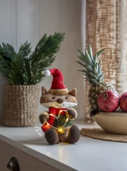 JOYLIGHT Dekorationsfigur Räv Batteri 21cm Brun