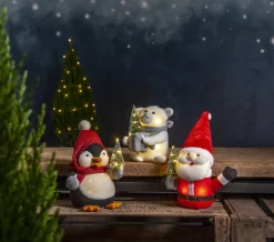 JOYLIGHT Dekorationsfigur Jultomte Batteri 26cm Röd