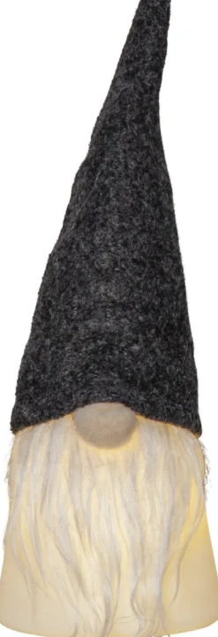 JOYLIGHT Dekorationsfigur Tomte Batteri 18cm Svart