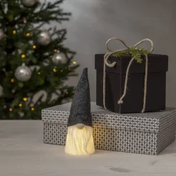 JOYLIGHT Dekorationsfigur Tomte Batteri 18cm Svart