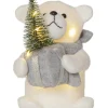 JOYLIGHT Dekorationsfigur Isbjörn Batteri 20cm Vit