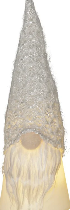 JOYLIGHT Dekorationsfigur Tomte Batteri 18cm Vit
