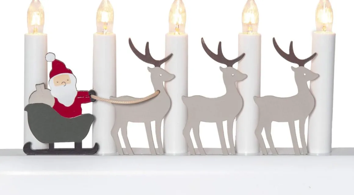 JULIA Släde Träljusstake 28cm Vit