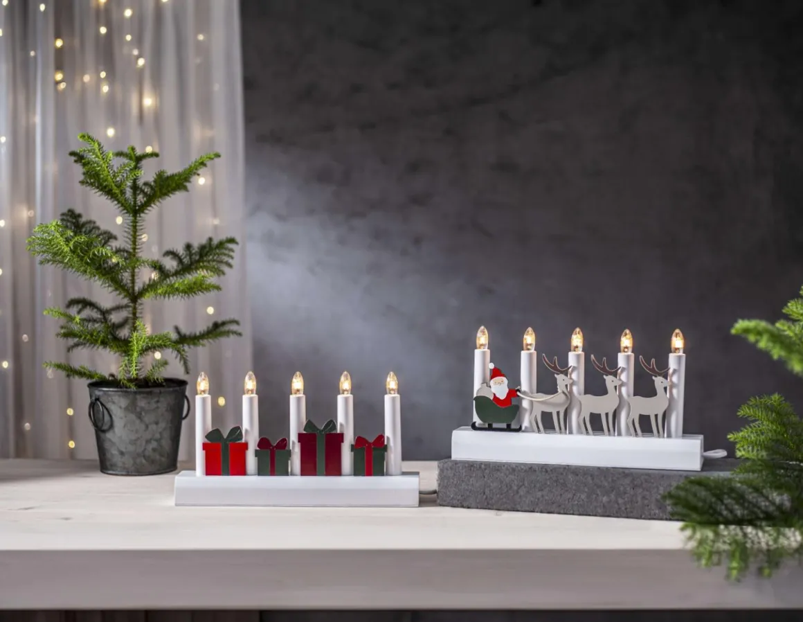 JULIA Släde Träljusstake 28cm Vit