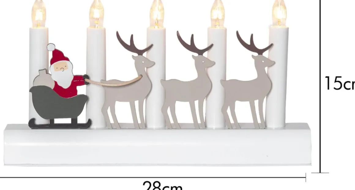 JULIA Släde Träljusstake 28cm Vit