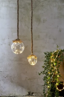 JUTTA Glasdekoration Batteri 15LED 10cm Beige