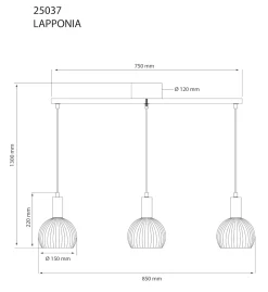 LAPPONIA Taklampa 85 cm Vit/Trä