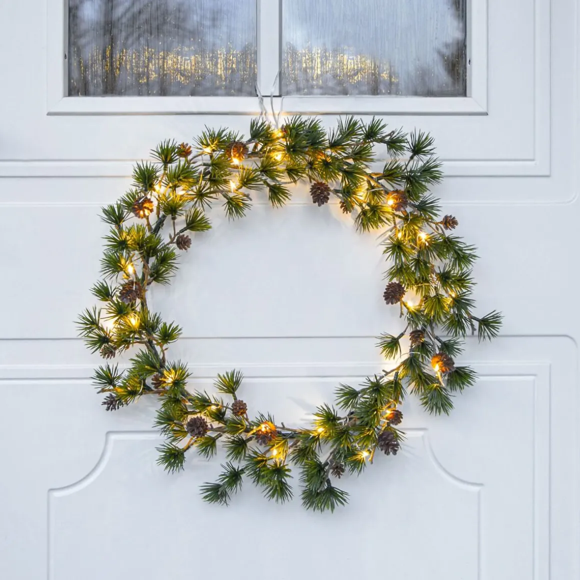 LARIX Krans Batteri 40cm 30LED Grön