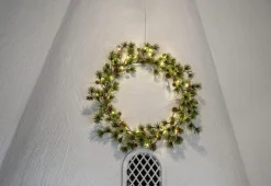 LARIX Krans Batteri 40cm 30LED Grön