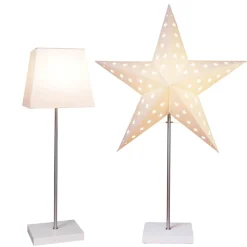 LEO Stjärna & Skärm på fot 43cm Vit