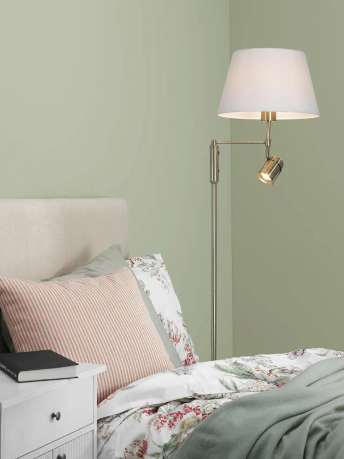 LIBRA Golvlampa 155cm Antik/Vit skärm