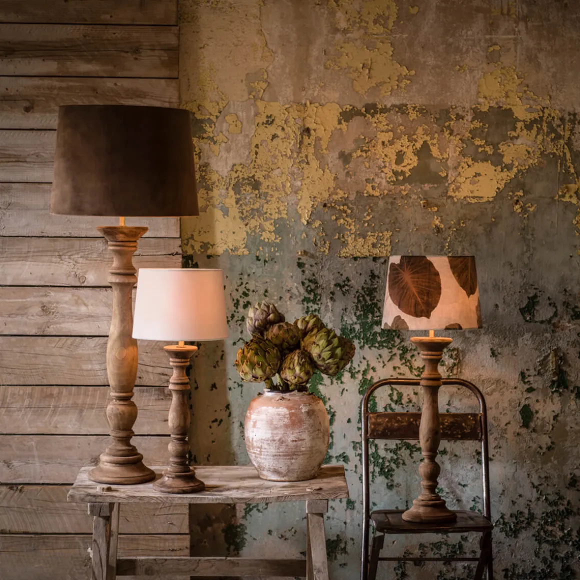 LODGE Lampfot 78cm Vintage Brun