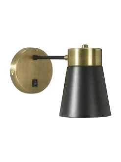 LUNA Vägglampa 30cm Antikmässing/Svart