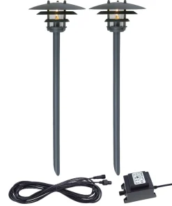 MALVA Pollare 2p 50cm LED, Trafo, Kabel - Antracitgrå 12V IP44