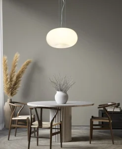 MANET Taklampa 37cm Vit/Krom