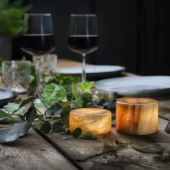 MARBLE L Bordsljus Äkta Marmor 8x6cm Amber