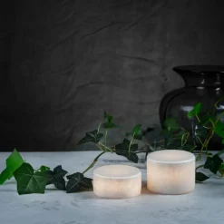 MARBLE L Bordsljus Äkta Marmor 8x6cm Vit