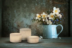 MARBLE Silkesmatt Bordsljus Äkta Marmor 8x8cm Vit