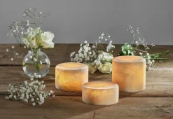 MARBLE XL Matt Bordsljus Äkta Marmor 8x8cm Amber