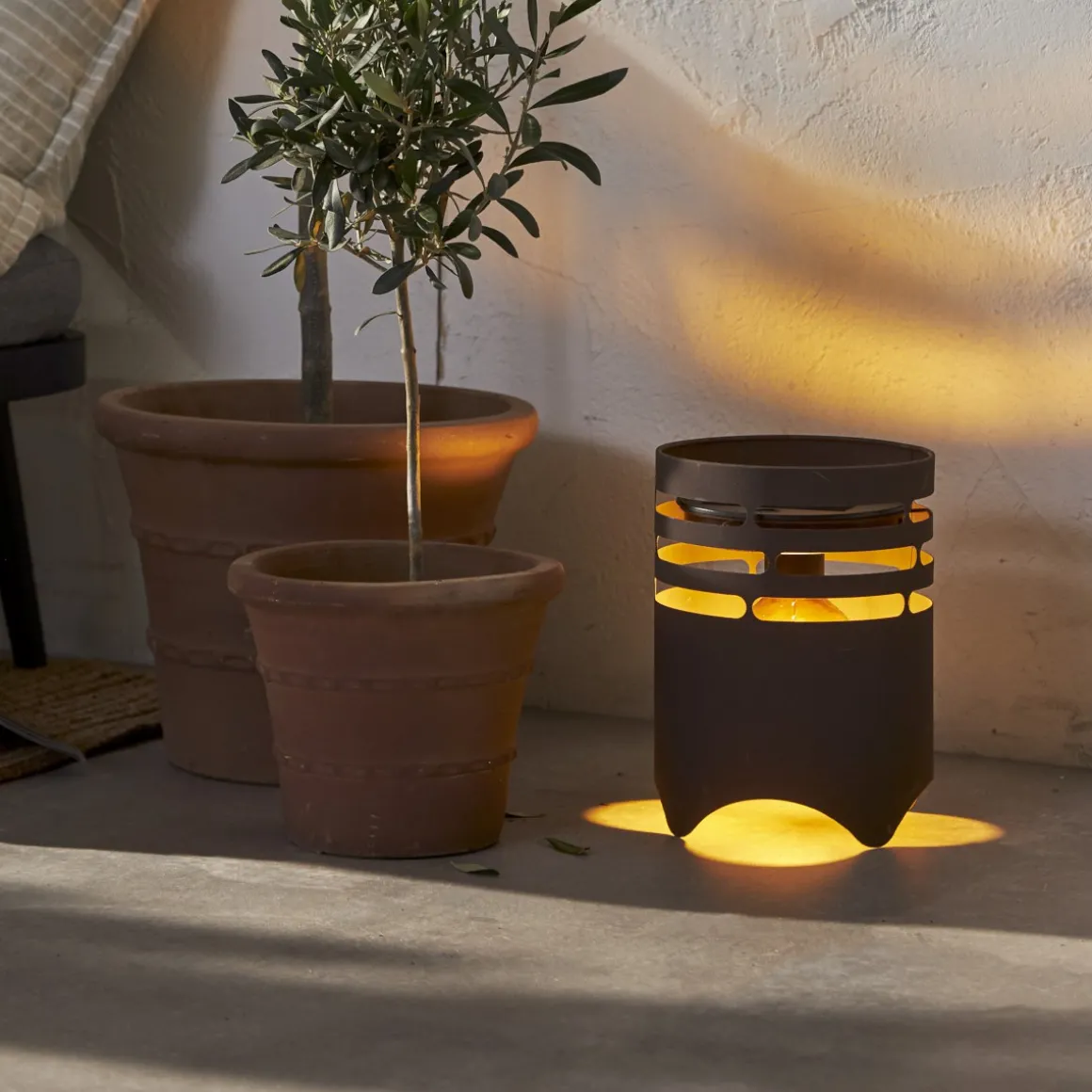 MARRON Solcellslykta/USB 25cm Brun