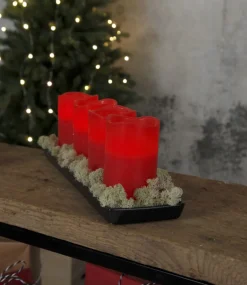 MAY LED-Blockljus 4-pack 12,5cm Röd