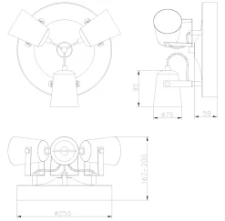METZ Takspot Rondell 25cm Svart/Matt Mässing