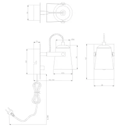 METZ Vägglampa 18cm Vit/Stål