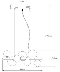 MOLEKYL Taklampa 58cm Svart/Rökgrå