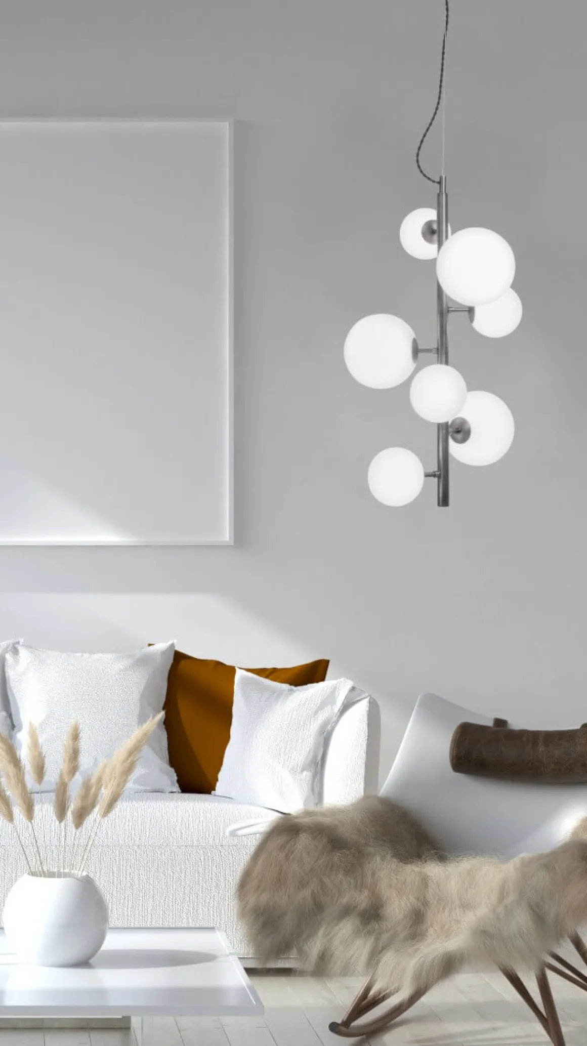 MOLEKYL Taklampa Lodrät 7L 38cm Tenn/Vit